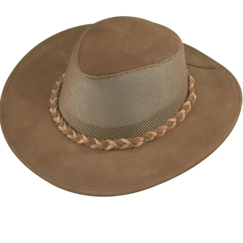 Henchel Hat‎ Company Leather Suede Crushable Gorpcore Safari Hat Size Large